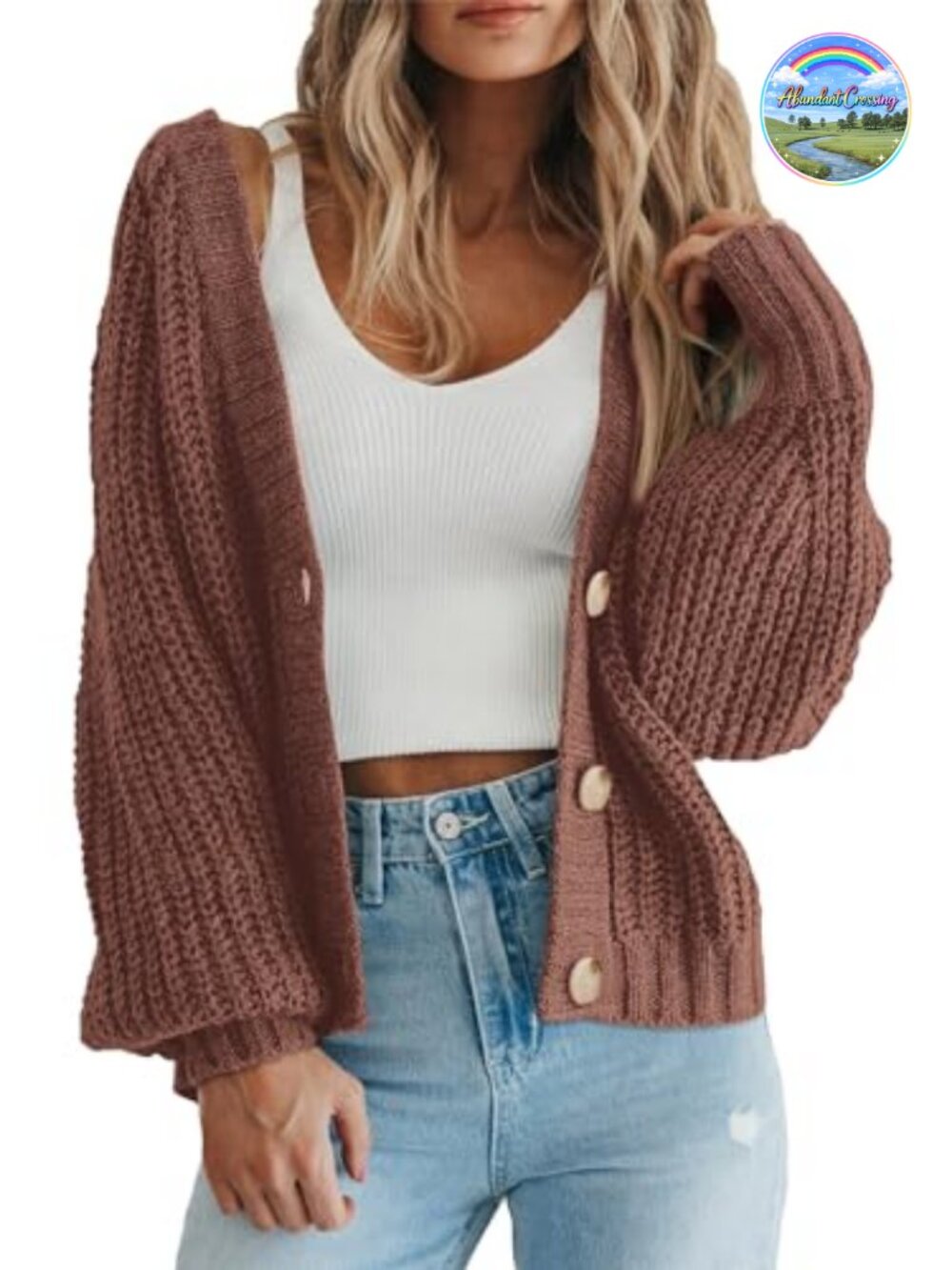 Women's Chunky Knit Open Front Cardigan V-Neck Long Sleeve Button Down Sweater